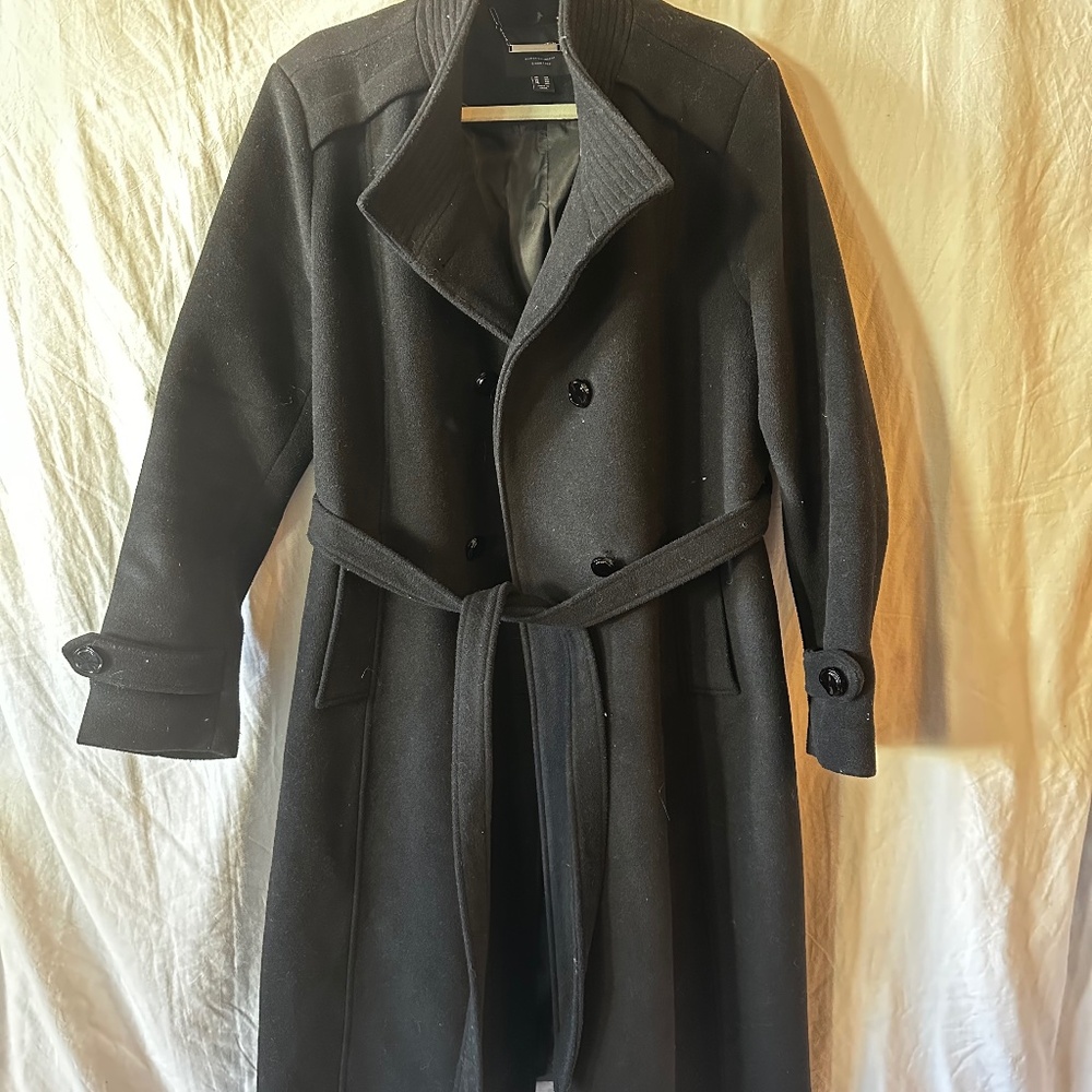Escalier Women’s Double-Breasted Black Wool Peacoat in 3x